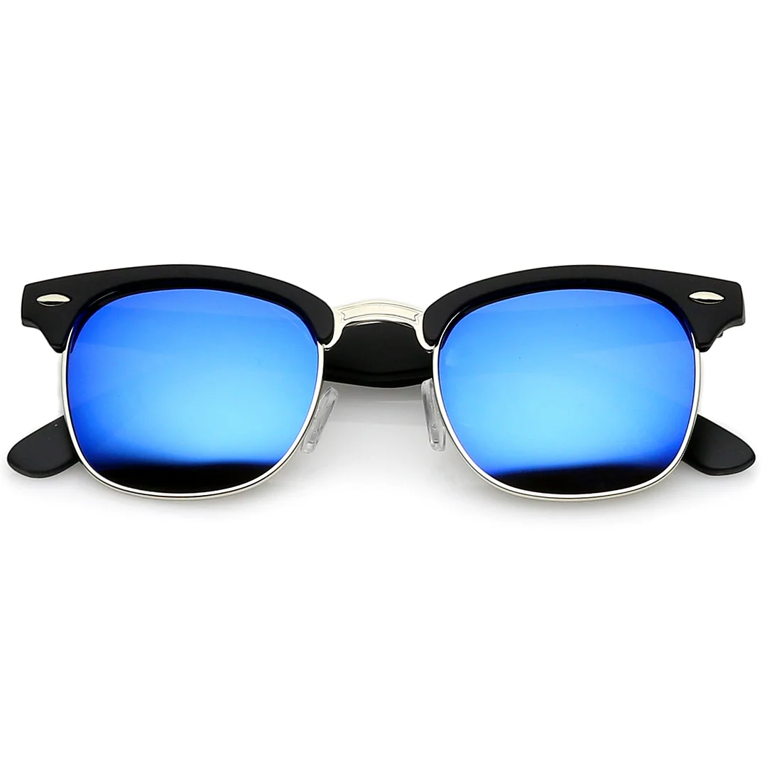 Premium Half Frame Colored Mirror Lens Horn Rimmed glasses 50mm