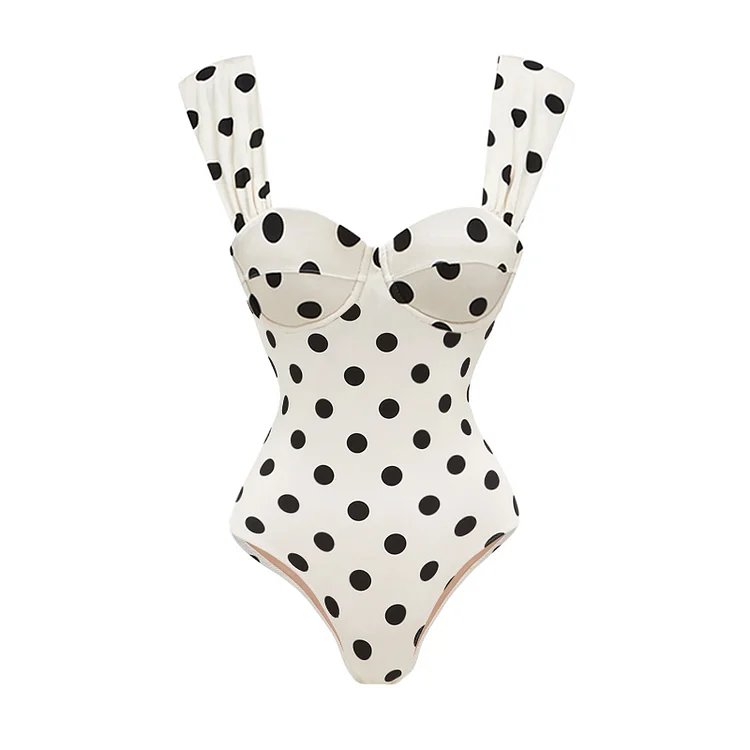 Sling Dot Printed One Piece Swimsuit and Skirt Flaxmaker