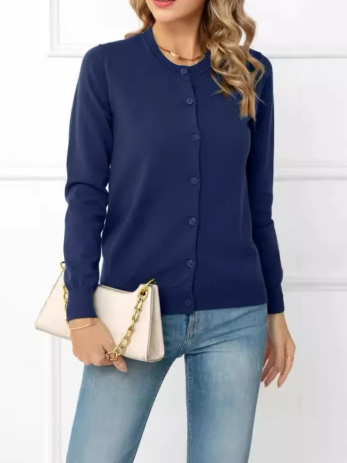 Nigikala Nigikala And Winter Solid-Colored Cardigan Coat New Knitted Cardigan