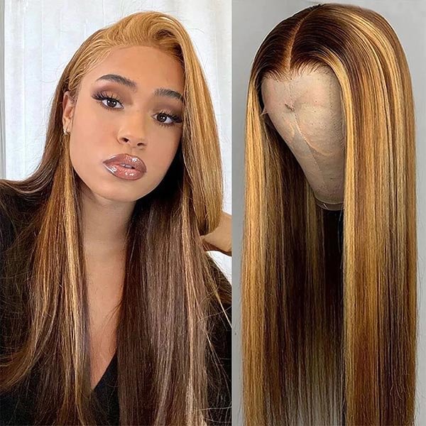 Junoda Hair Highlight Wigs Straight Lace Frontal Human Hair Wigs