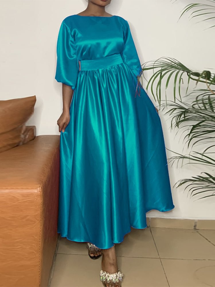 Glossy A-line women's dress SKUI77399 QueenFunky
