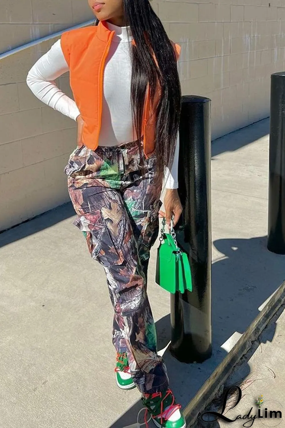Colour Fashion Print Patchwork Harlan Mid Waist Harlan Full Print Bottoms