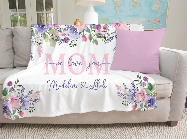 Personalized Flower Mother's Day Blanket|M05