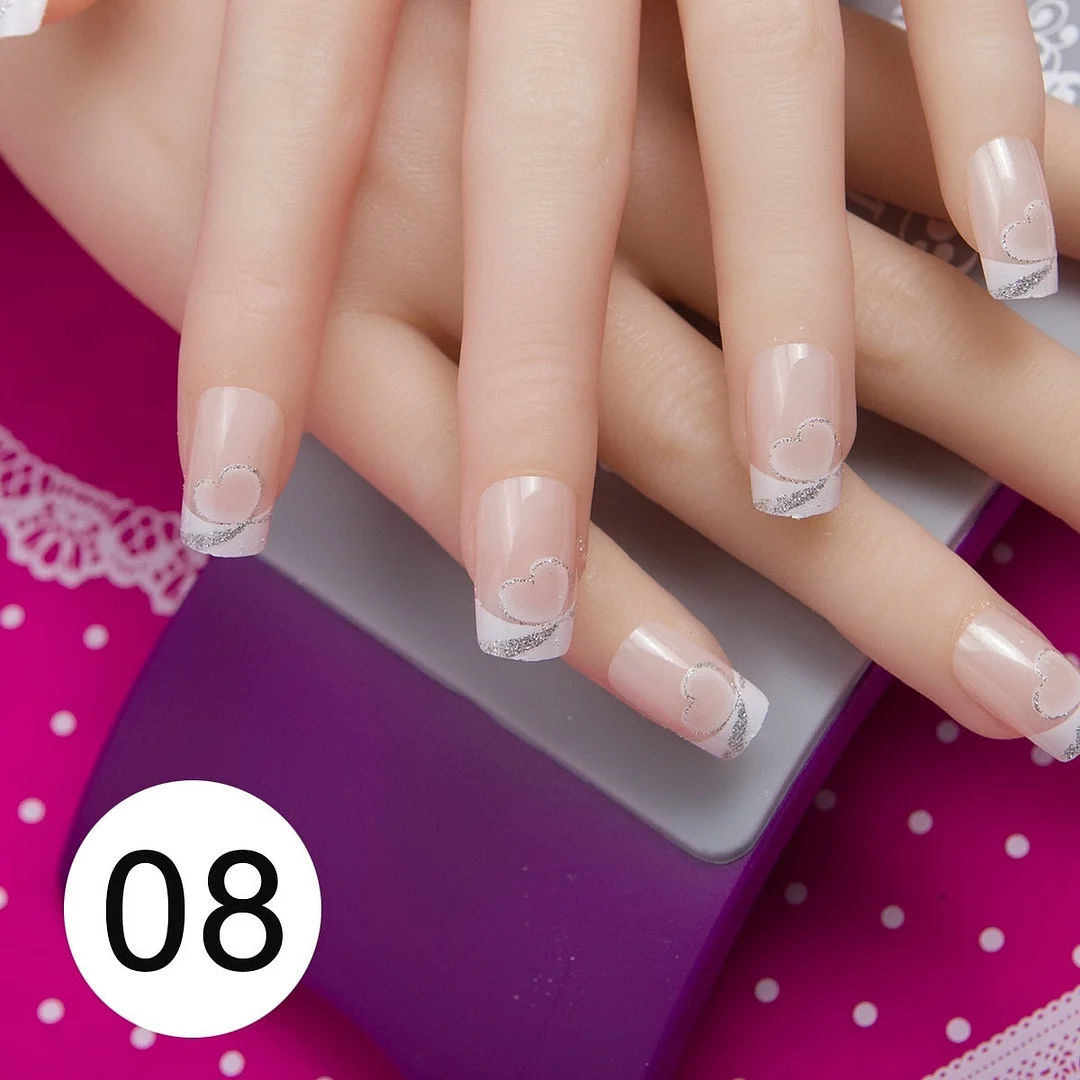 With 1 Piece Of Nail Adhesive Tape 24pcs/Box Press On Nail Art Tips Full Cover 10 Sizes False Nail Art Wedding Nails-Nail Inspo