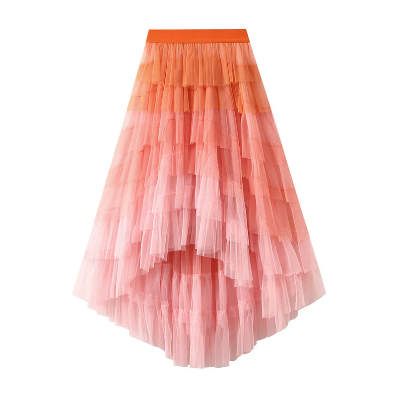 Nigikala Nigikala Cake Skirt High-Rise Mesh Skirt Unkempt Dress 2025 New Ladies Dress Fairy Skirt 1379
