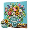 Framed Sunflower Blue Vase -  DIY Button Art Painting Kit for Creativity DIY Pearl Dot Crafts for Gift Home Wall Decor 30*30CM