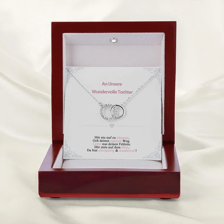 Kettenmachen 925  Sterling Silber Verschlungene Kreise Halskette-An Unsere Wundervolle Tochter-Geschenk mit Nachrichtenkarte 