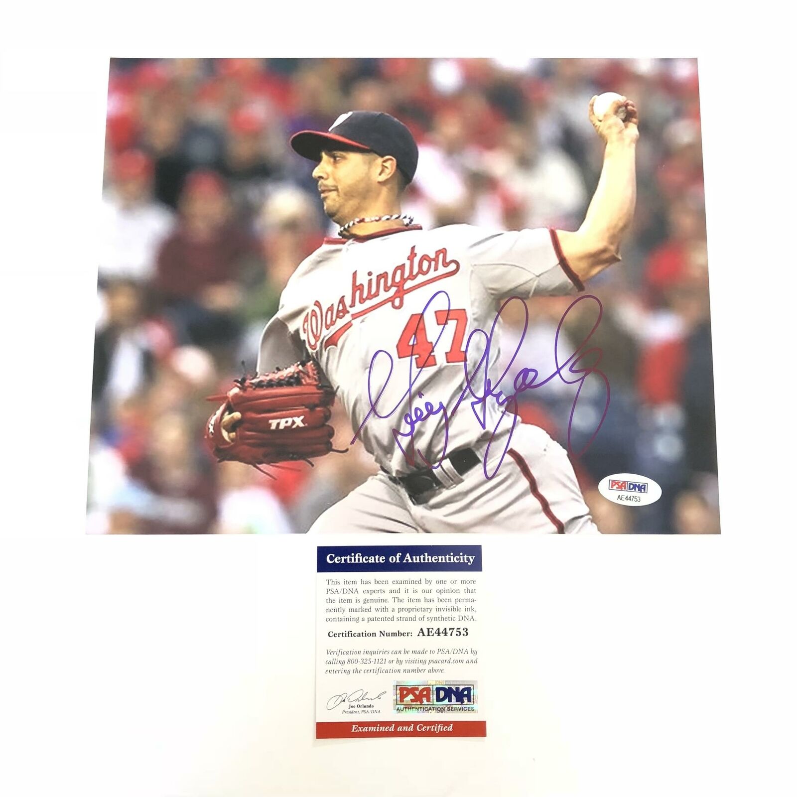 Gio Gonzalez signed 8x10 Photo Poster painting PSA/DNA Washington Nationals Autographed