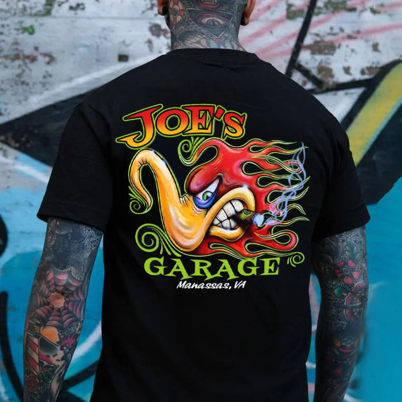 JOE'S GARAGE Hot Rod Bird Print Men's T-shirt
