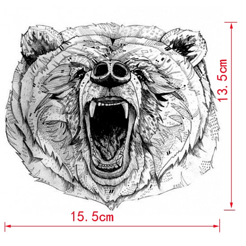 The Roaring Bear Temporary Tattoo Women Bear Tattoos Adhesive Animal Tattoo stickers Waterproof harajuku tattoo sexy men