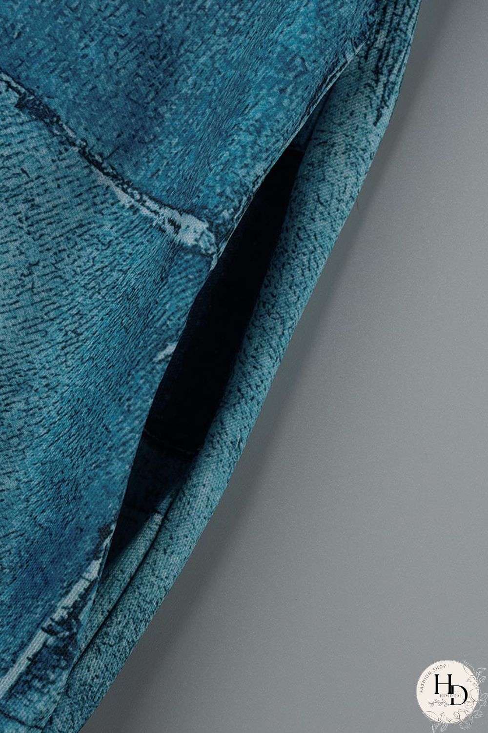 Blue Casual Print Patchwork V Neck Long Sleeve Dresses