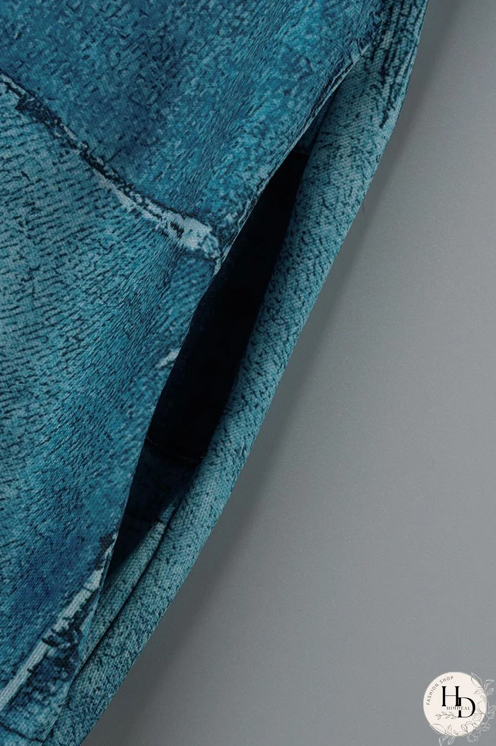 Blue Casual Print Patchwork V Neck Long Sleeve Dresses