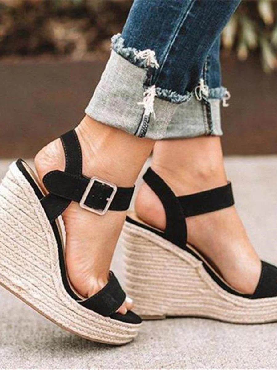 Fashion Open-Toed Slope Heel Slingback Sandal