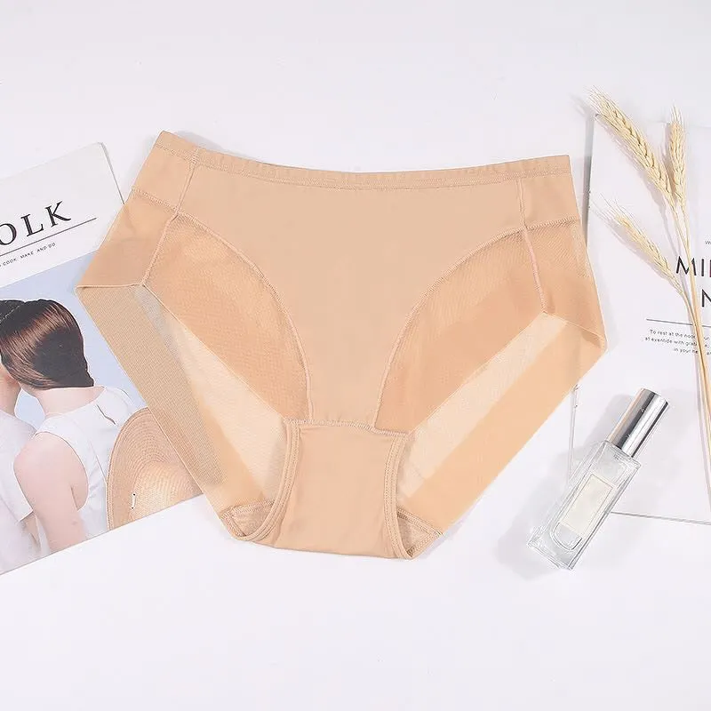 Sexy Mesh Breathable Women Panties High Elastic Control Briefs Seamfree High Quality Underwear Seamless Solid Mid-Rise Lingerie
