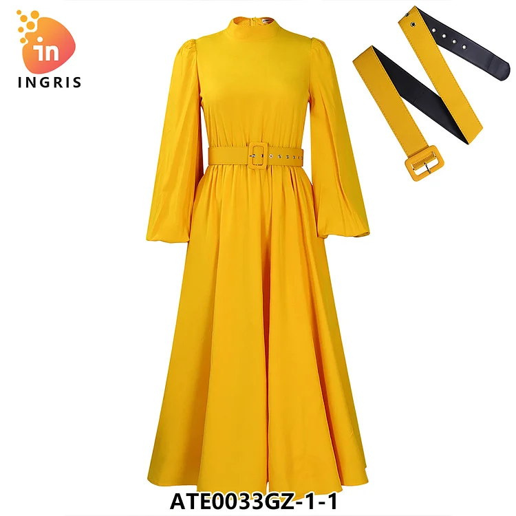 Lady Elegant Dresses Waist Cinching Thin Casual Dress-ATE0033GZ