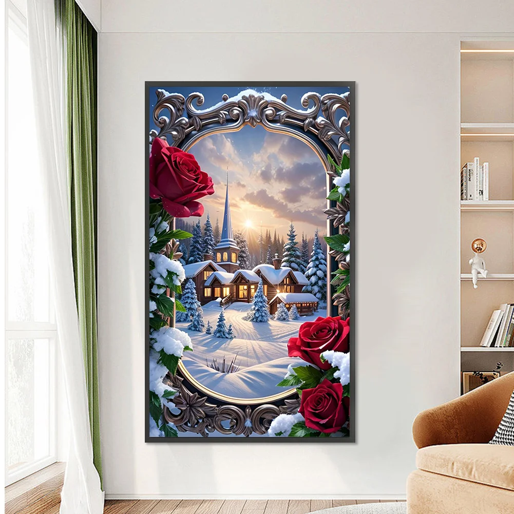 5D DIY Full Round Drill Partial AB Diamond Painting Picture Frame Garden 45x75cm