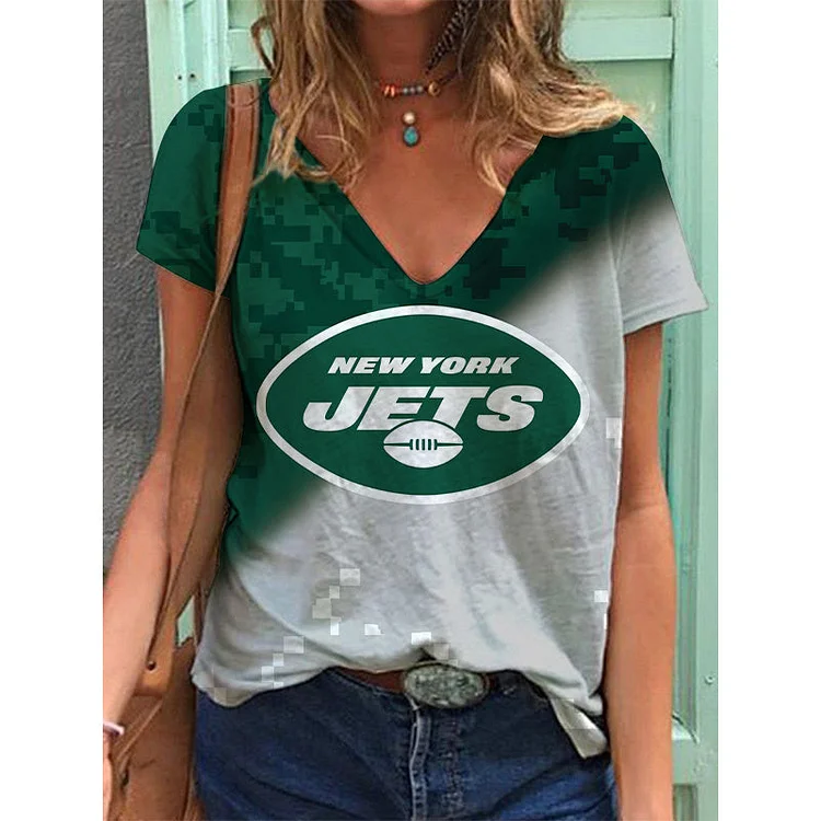 New York Jets Lightweight Short Sleeve V-Neck T-Shirt