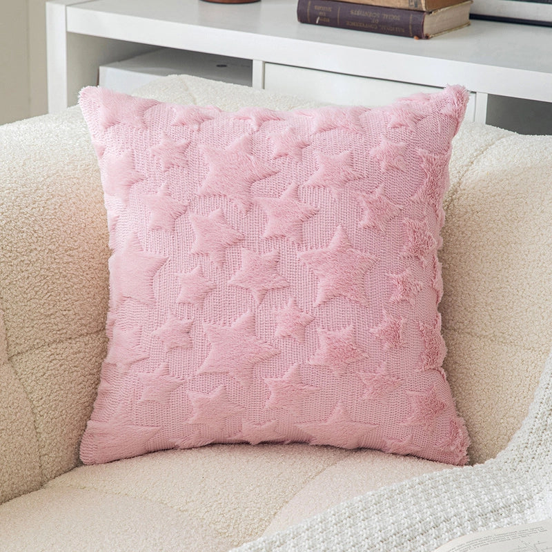 Christmas Pillow Case Plush Snowflake Christmas Tree Embroidered Hair Living Room Sofa Cushion Holiday Party Decorative Pillow Case