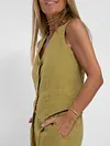 Women Casual Linen Waistcoat Two Set Suits