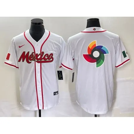 Men's Mexico Baseball 2023 White World Baseball Classic Team Big Logo Stitched Jersey H6OF