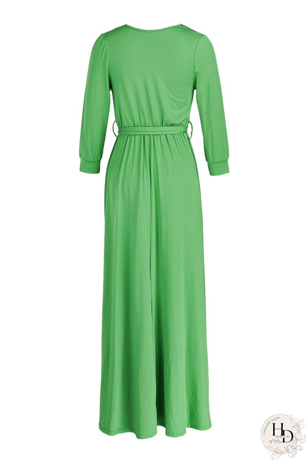 Rose Red Fashion Casual Solid Bandage V Neck Long Sleeve Dresses