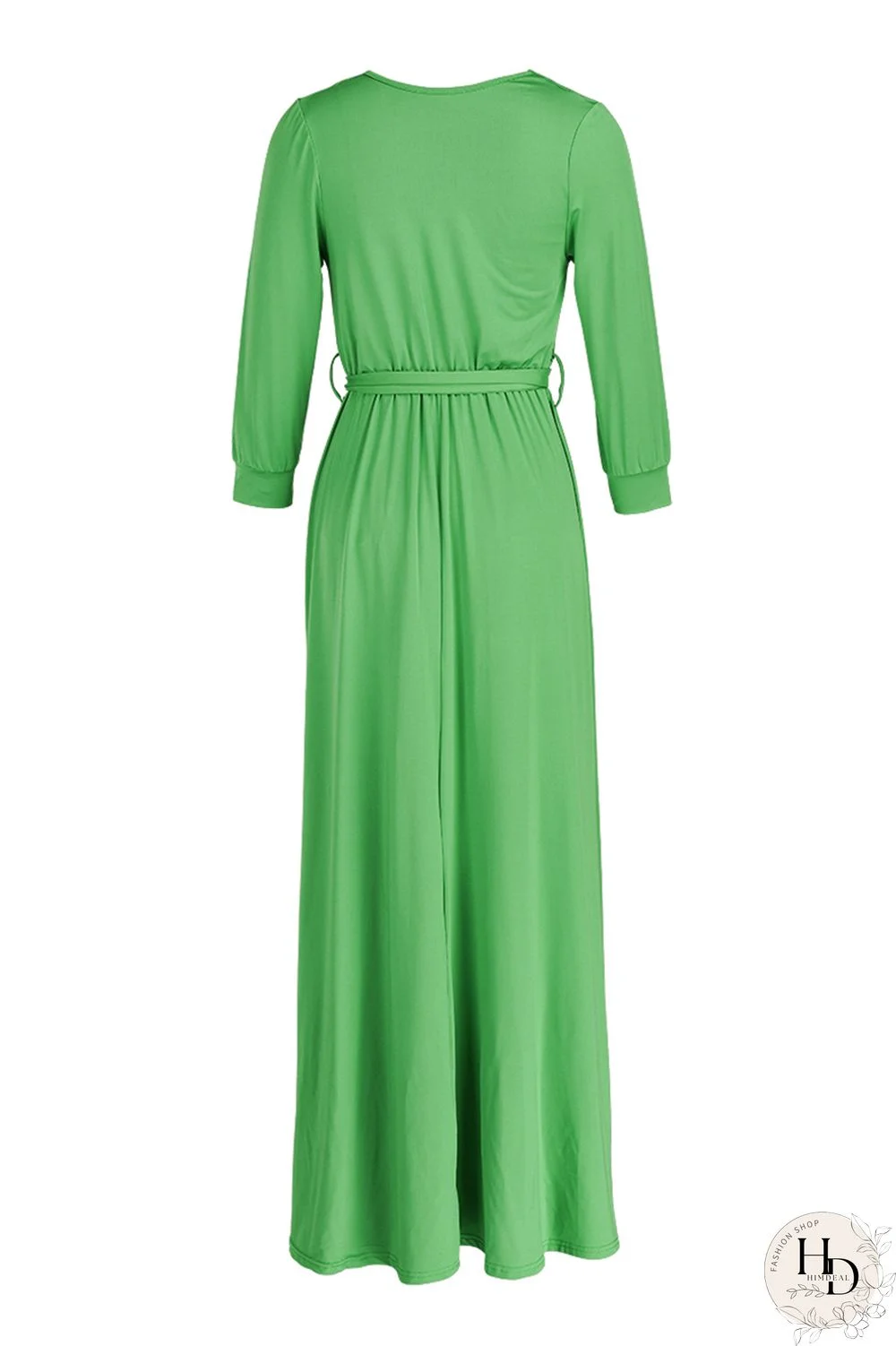 Rose Red Fashion Casual Solid Bandage V Neck Long Sleeve Dresses