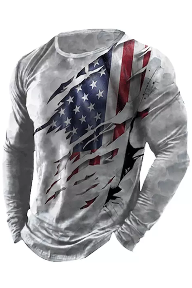Tiboyz Men's Outdoor Print Henley Long Sleeve T-Shirt