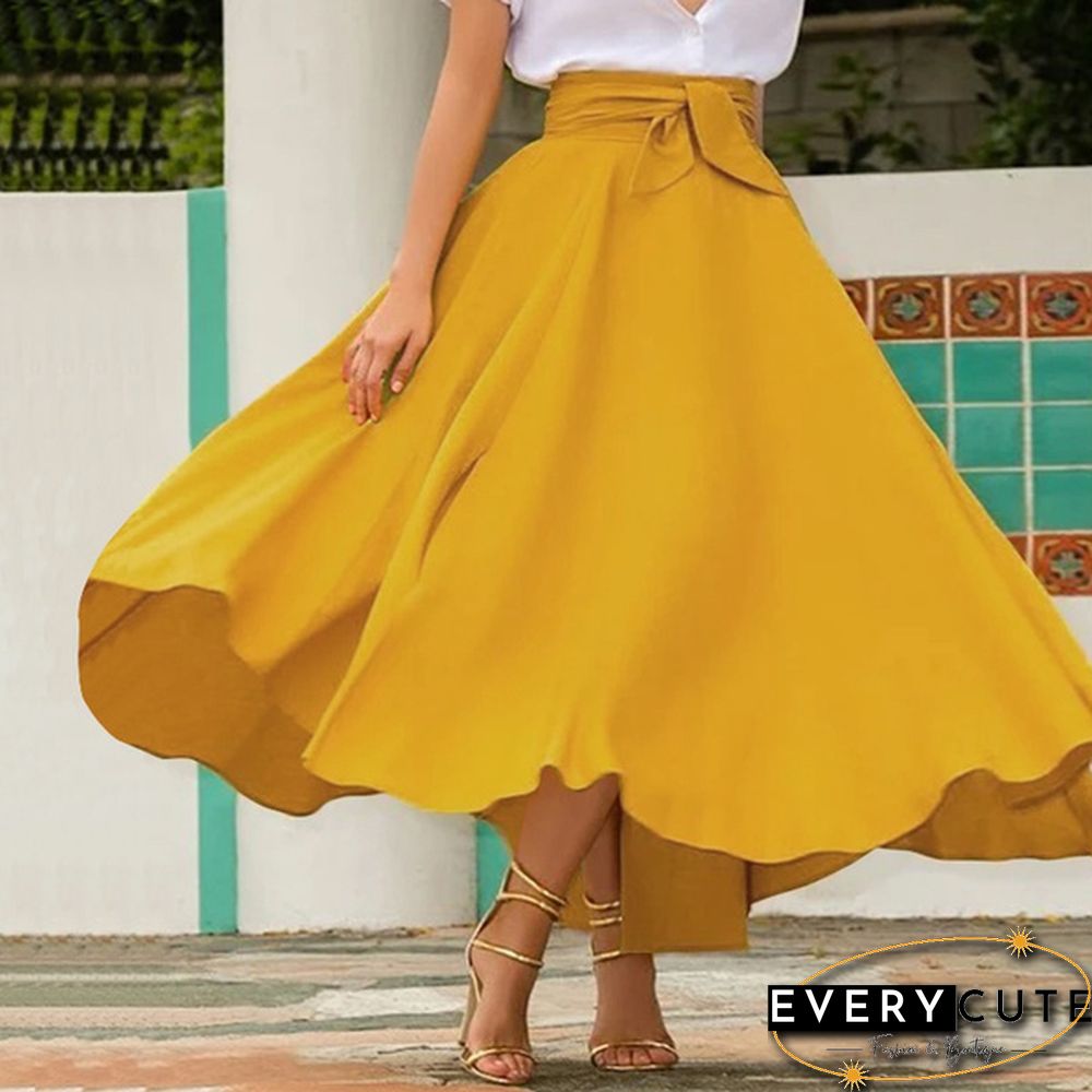 Women Solid Color Plus Size Big Swing Skirts