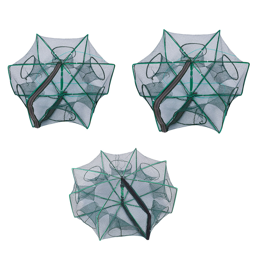 

6/8 Holes Automatic Fishing Mesh Nylon Foldable Shrimp Fish Trap Cast Net, 70# octagonal shrimp pot, 501 Original