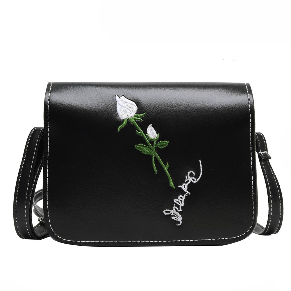 

Elegant Flower Messenger Bag Women Retro Leather Shoulder Handbag -Black, 501 Original