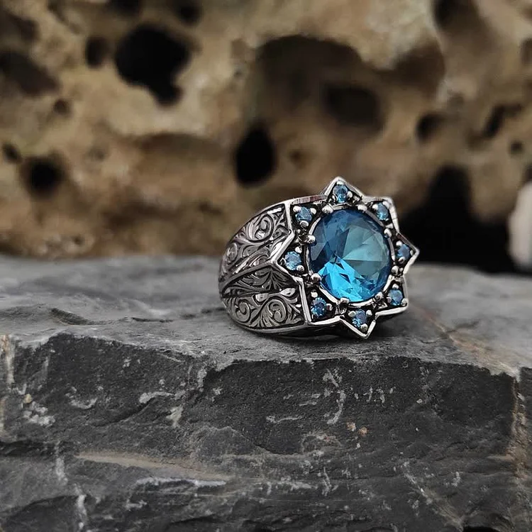 Olivenorma Vintage Octagonal Star Sapphire Ring