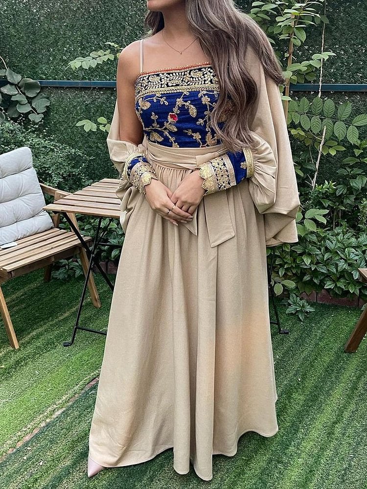 Ethnic Embroidered Halter Dress and Tunic Set