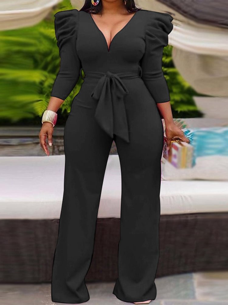 V-Neck Women's Jumpsuit SKUI62075 QueenFunky