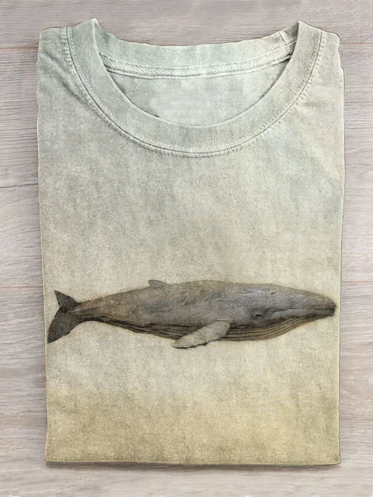 Teecade Teecade  Whale In Deep Sea Print T-Shirt