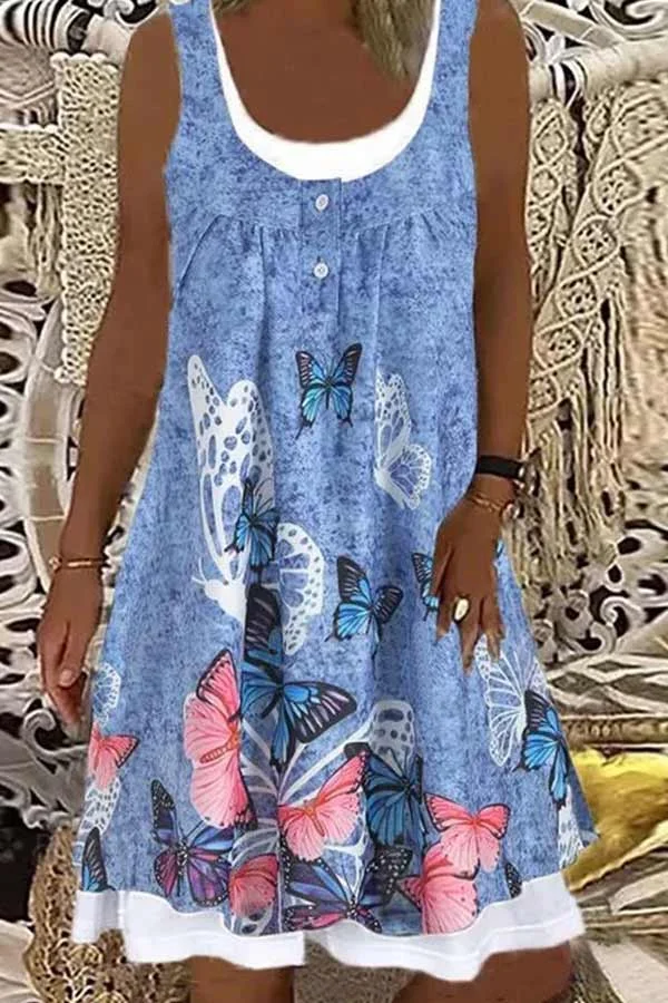 Casual Print Sleeveless A-line Dress