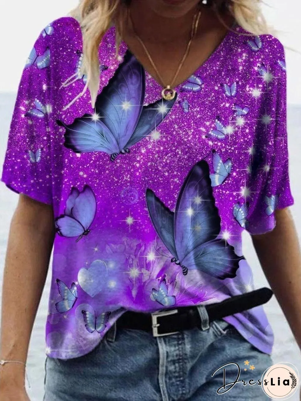 Summer Print V-Neck Comfortable T-Shirt