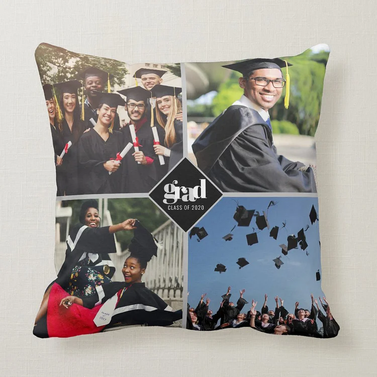 Personalized Graduation Pillow Cover with 4 Photos Collage Keepsake