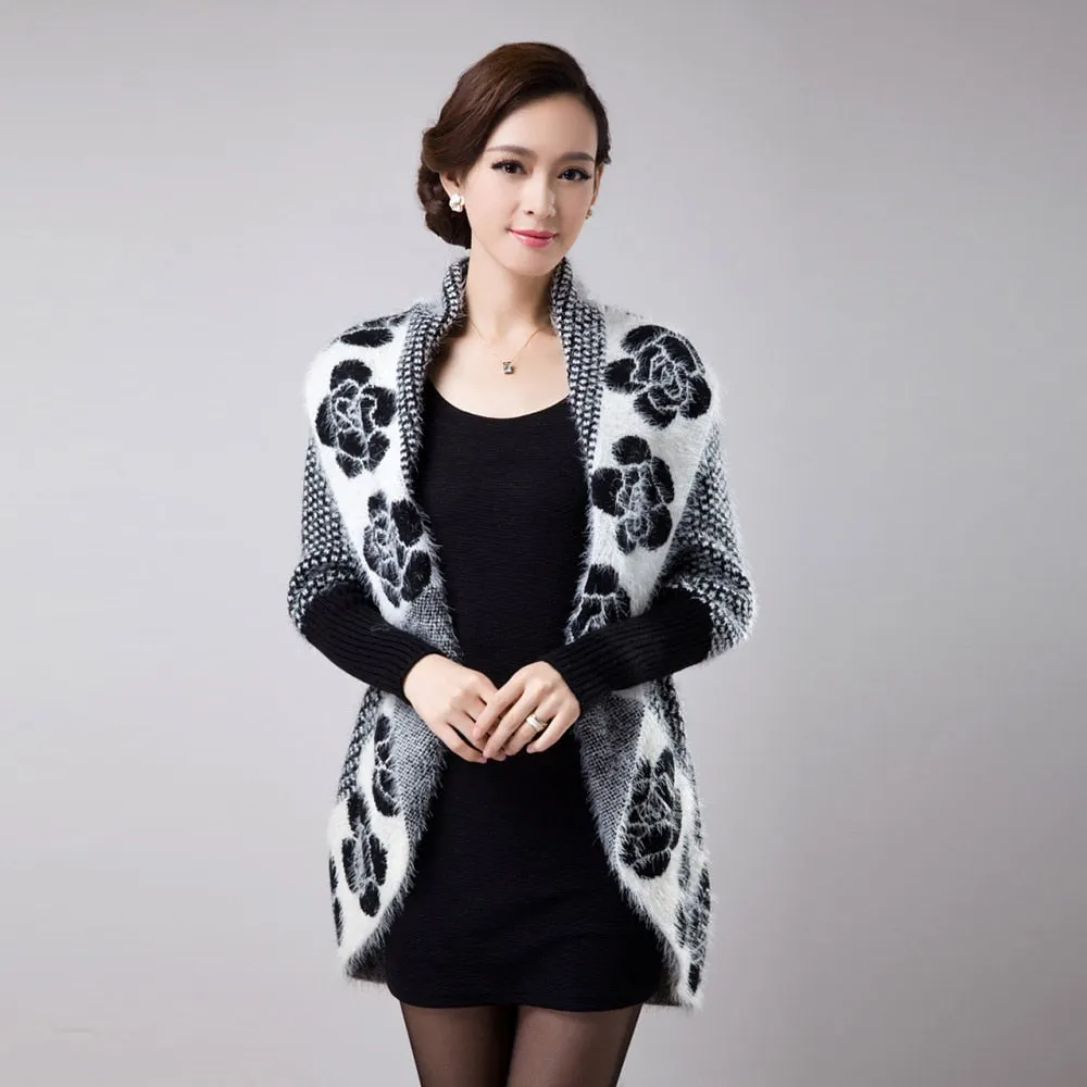 Knitted Sweaters Cardigans Cashmere Shawl for Women 2019 Autumn Winter Floral Tricotado Vintage Ladies Coats Knitwear Jackets