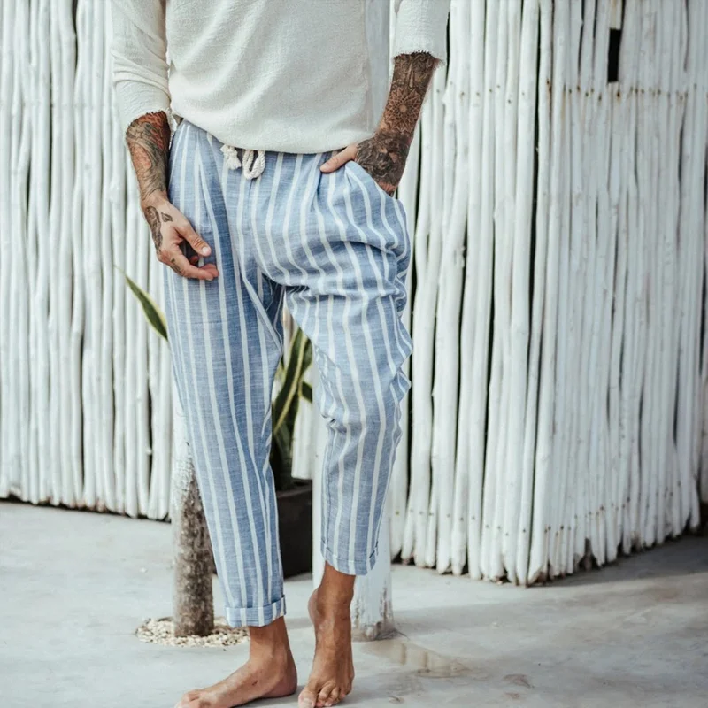 Holiday Linen Striped Vacation Pants