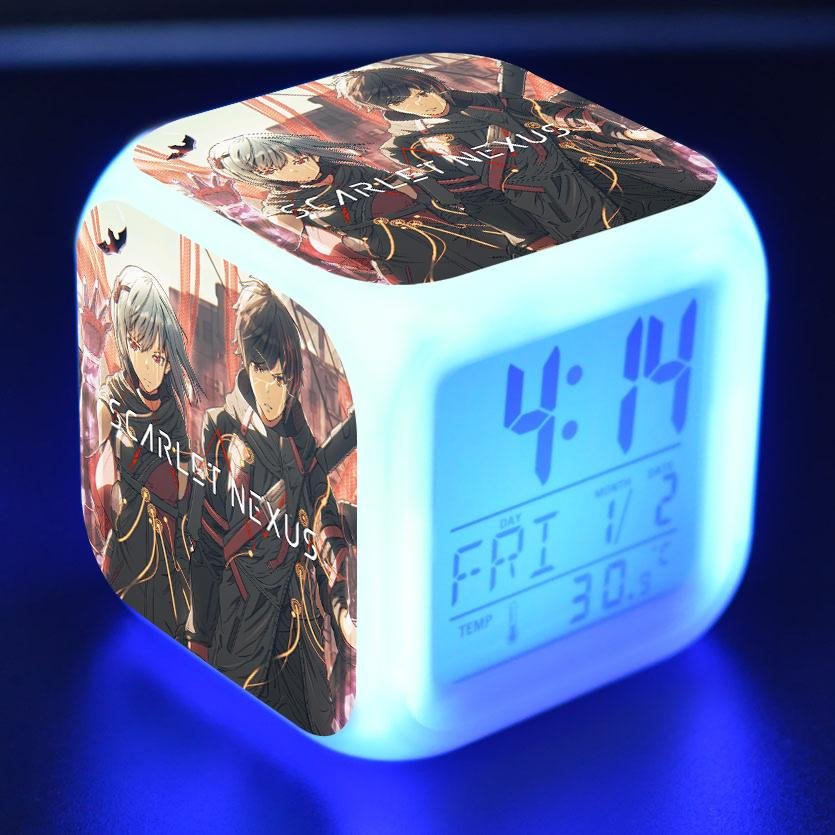 Scarlet Nexus Digital Alarm Clock 7 Color Changing Night Light Touch Control Clock for Kids