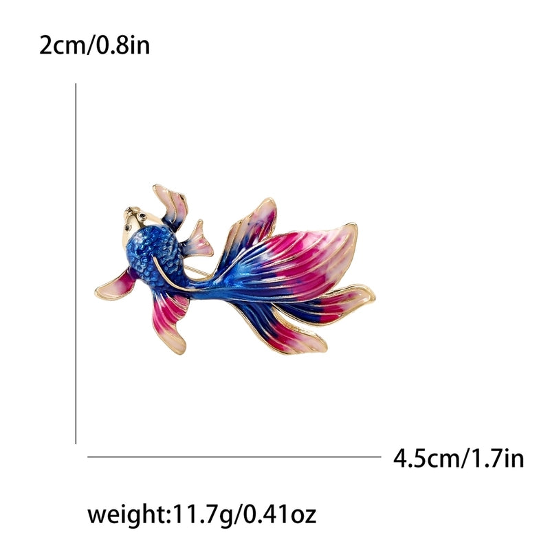 Chinoiserie Pin Goldfish Alloy Enamel Women’s Brooches