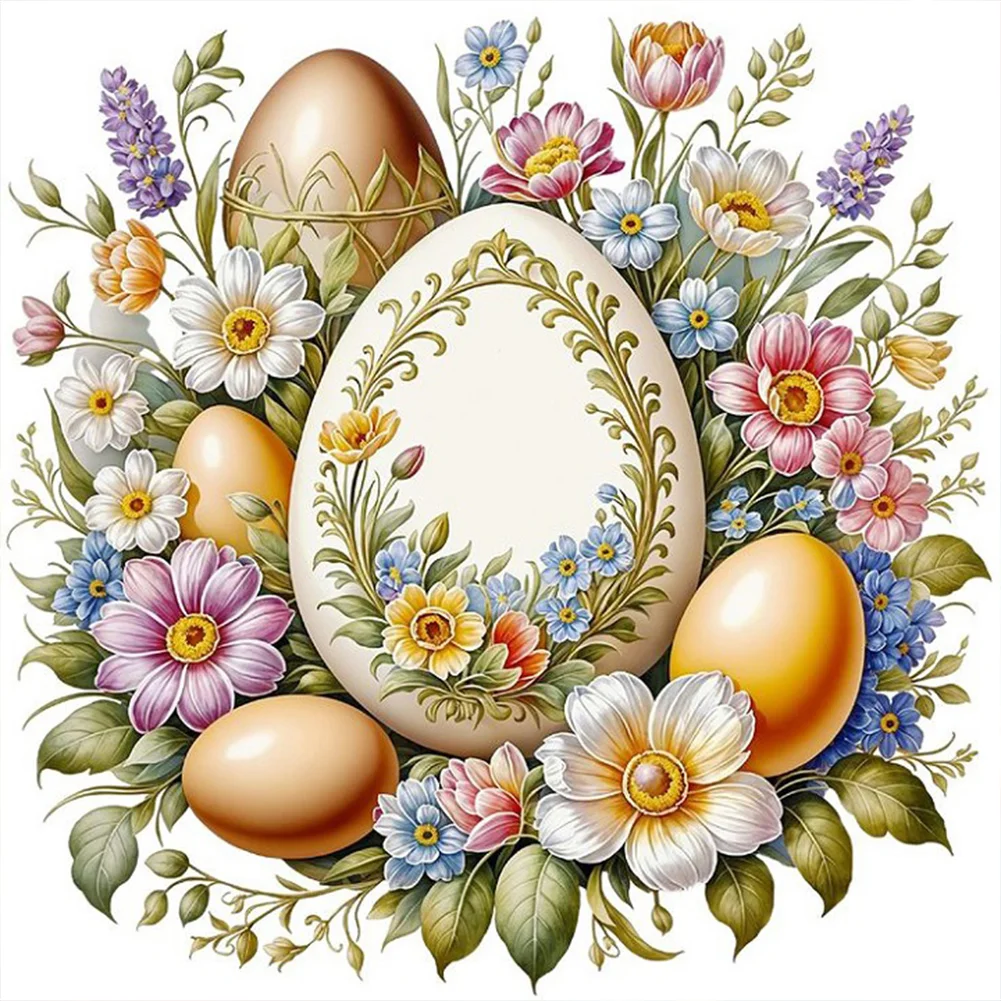 Full Round Diamond Painting - Easter Egg Flowers(Canvas|30*30cm)