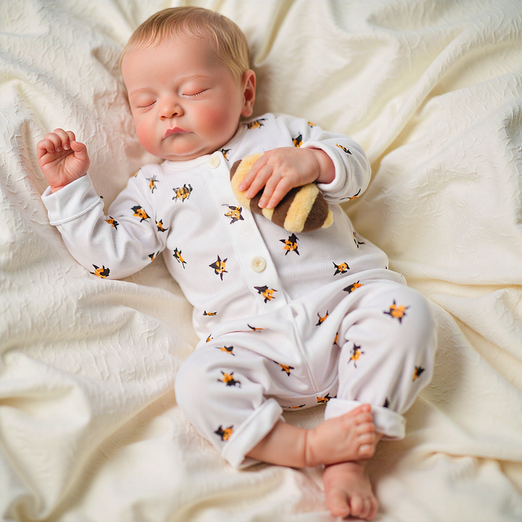 [New] 20" Newborn Lifelike Sleeping Baby Blonde Hair Doll Boy Named Kesinz：Realistic Reborn Baby Dolls By Rsgdolls®