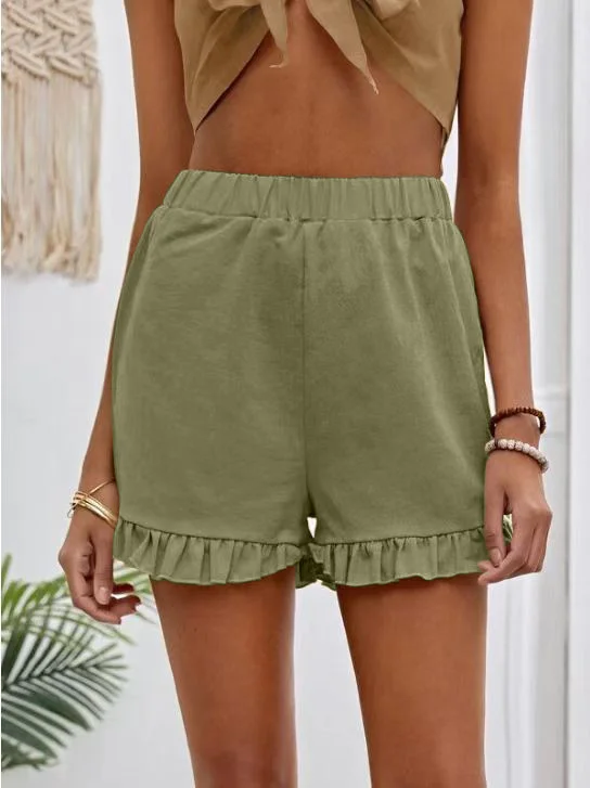 Nigikala Nigikala New Women's Shorts Burst Casual High-Waisted Cotton Straight Trousers