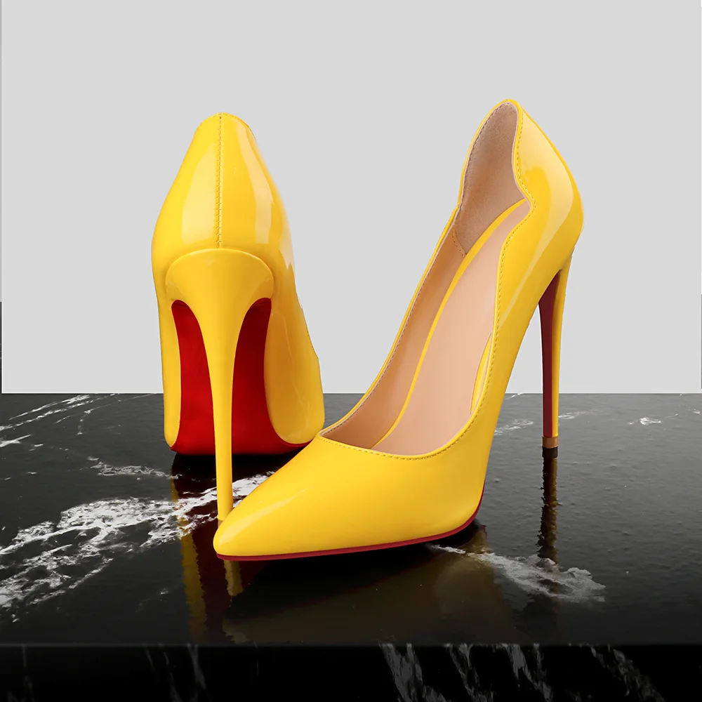 120mm/4.72 Inch Women's High Heels Party Stilettos Patent Leather Red Bottom Pumps