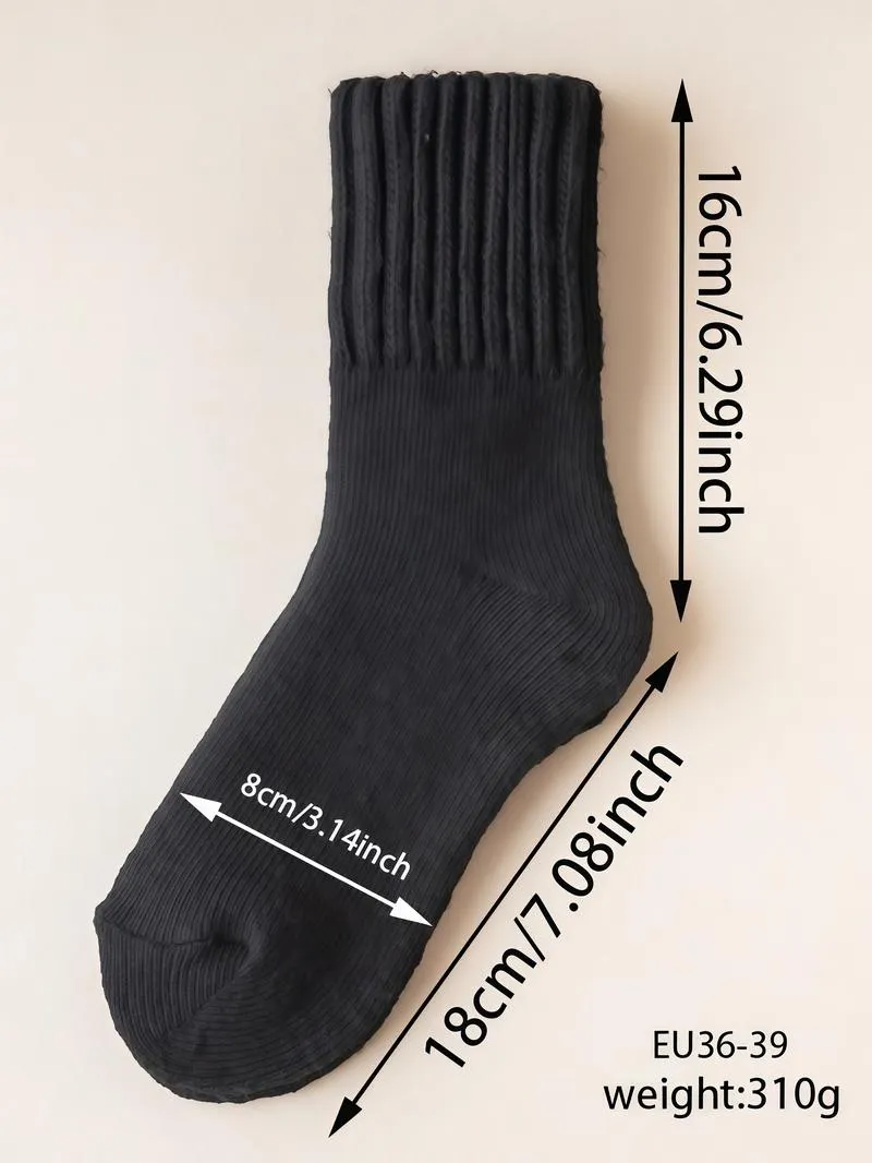 Nyzfexk Women's Solid Mid-calf Socks, Casual Soft Comfy Warm Socks for Fall & Winter, Women's Socks for Daily Wear