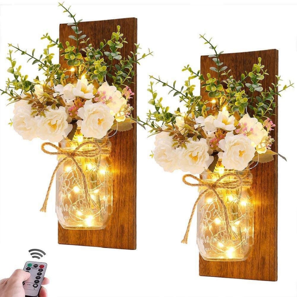

2pcs Fake Flower Wall Light Remote Control LED String Light Bottle Galand, 501 Original