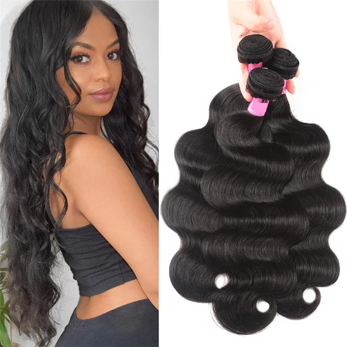 3 Pieces Body Wave Brazilian Virgin Human Hair Bundles Unprocessed Natural Color