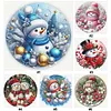 Snowman Full 18CT 2 Strands DIY Stamped Cross Stitch Kits for Beginners Adults Home Wall Decor Cross Stitch Art and Crafts Kits 25x25cm