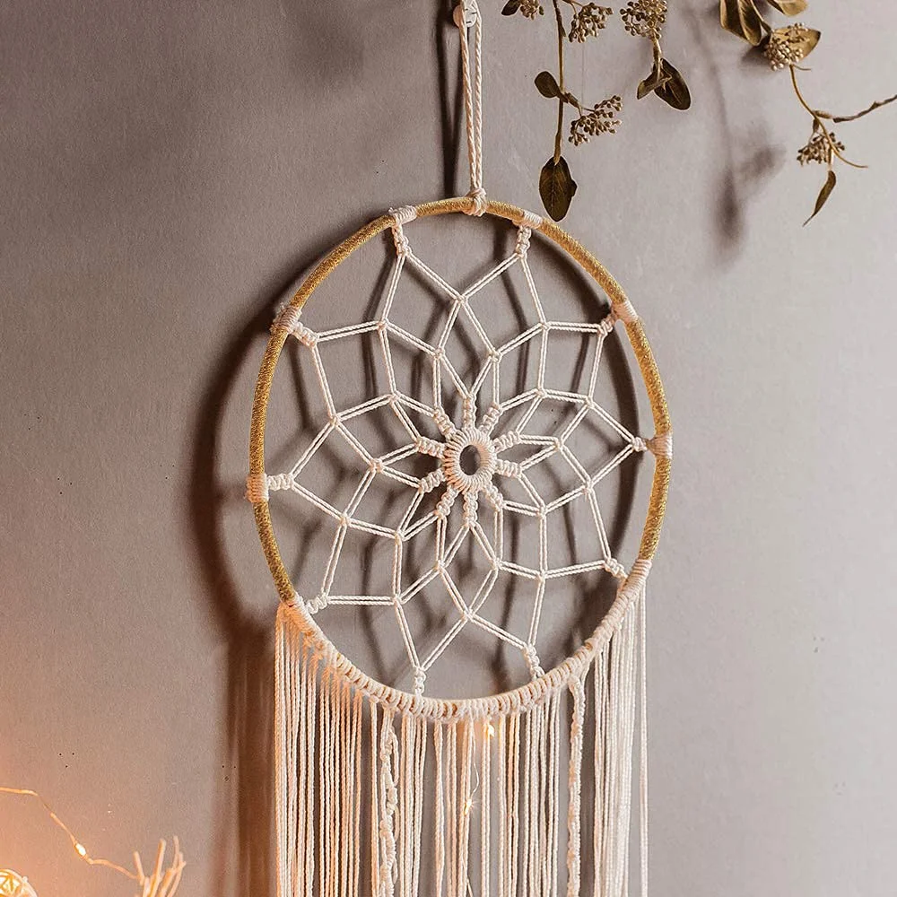 Leaf Macrame Dream Catcher Boho Macrame Wall Hanging Woven Tapestry Bohemian Wall Decor Room Decoration Farmhouse Dorm Room